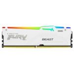 Front view of Kingston FURY Beast RGB White 16GB DDR5 6000MT/s RAM module with white heat spreader – Premium White Build stock at Storage Hub Kolkata.