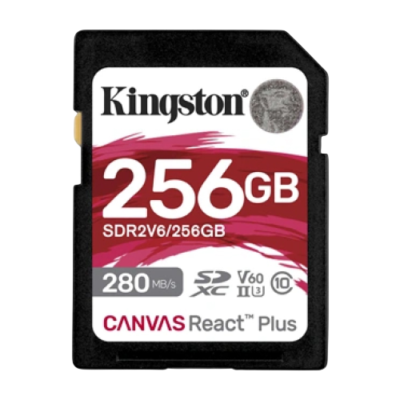 Kingston Canvas React Plus 256GB SDXC UHS-II V60 Memory Card 280MB/s  (SDR2V6/256GB)