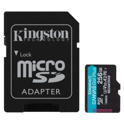 Kingston Canvas Go Plus 256GB microSDXC UHS-I A2 V30 U3 Memory  Card 200MB/s (SDCG4-256GB)