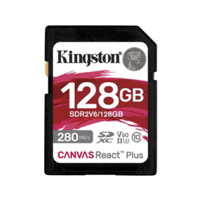 Kingston Canvas React Plus 128GB SDXC UHS-II V60 U3 Memory Card  280MB/s (SDR2V6/128GB)