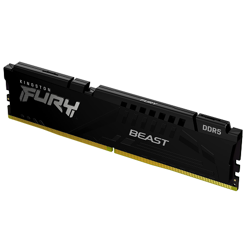 Kingston FURY Beast 16GB DDR5 5200MHz RAM KF552C40BB-16 close-up view showing advanced memory chip architecture for high-speed and stable desktop computing performance
