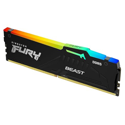 Top-down detail of the RGB light bar on the Kingston FURY Beast 16GB DDR5 KF560C30BBEA-16 showing high-quality finish – Technical verification by Storage Hub Kolkata.