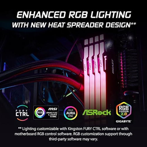 Retail box of Kingston FURY Beast RGB 16GB DDR5 featuring official India import labels and serial number verification – Genuine Genuine Stock at Storage Hub.