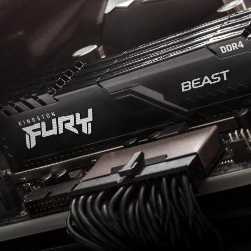 Kingston FURY Beast 16GB DDR4 RAM KF432C16BB1/16 installed in desktop motherboard for improved speed, multitasking, and system stability performance