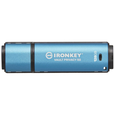 Kingston IronKey Vault Privacy 50 128GB secure USB 3.2 Gen 1 flash drive front view