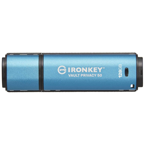 128GB Kingston IronKey Vault Privacy 50 USB 3.2 encrypted flash drive side view