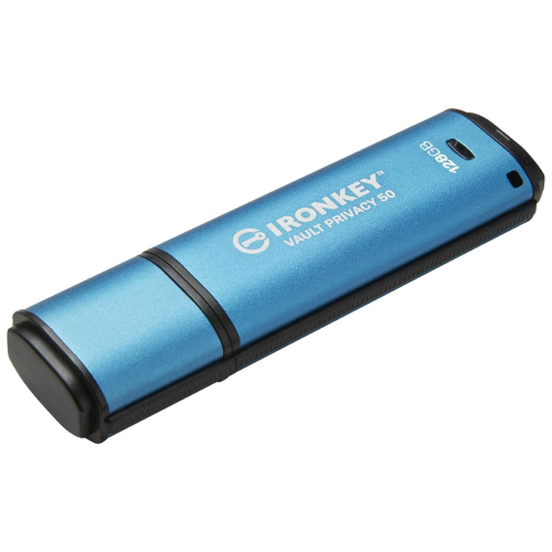 Kingston IronKey VP50 128GB encrypted USB flash drive close-up security detail