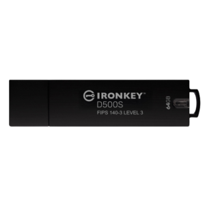Kingston IronKey D500S IKD500S 64GB XTS-AES 256-Bit Hardware Encrypted USB 3.2 Flash Drive for Secure Data Protection