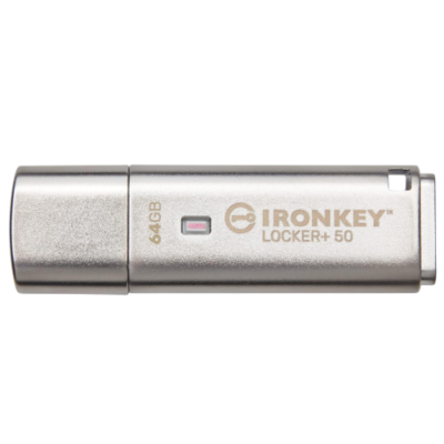 Kingston IronKey Locker+ 50 64GB Encrypted USB 3.2 Gen 1 Flash Drive – IKLP50/64GB