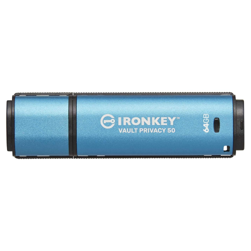 IKVP50/64GB hardware encrypted USB flash drive angled product image