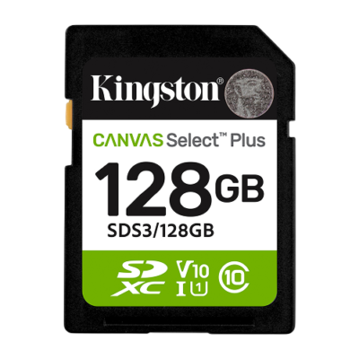 Kingston Canvas Select Plus 128GB microSDXC UHS-I A1 Class 10 Memory Card – SDS3/128GB