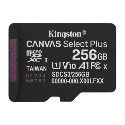 Kingston Canvas Select Plus 256GB microSDXC UHS-I A1 Class 10 Memory Card 150MB/s (SDCS3/256GBSP)