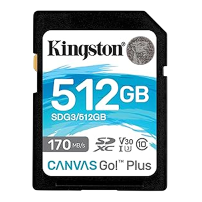 Kingston Canvas Go Plus 512GB SDXC UHS-I V30 U3 Memory Card 170MB/s – SDG3/512GB