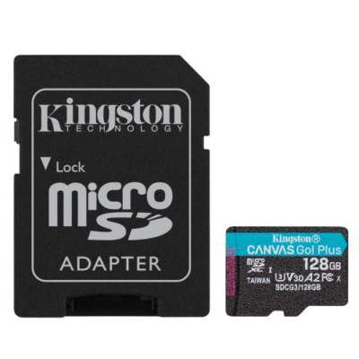 Kingston Canvas Go! Plus 128GB microSDXC UHS-I Memory Card 170MB/s V30 A2 (SDCG3/128GB)