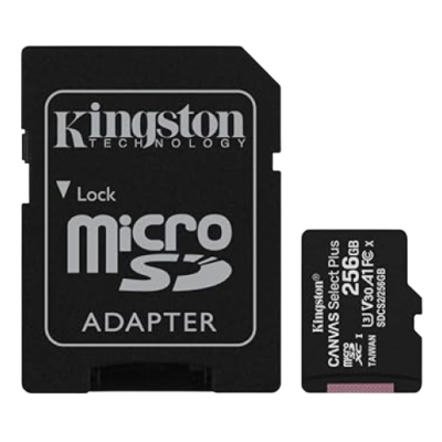 Kingston Canvas Select Plus 256GB microSDXC UHS-I A1 Class 10 Memory Card 100MB/s with Adapter (SDCS2/256GBIN)