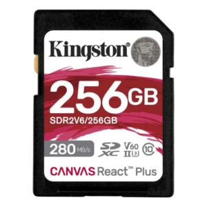 Kingston Canvas React Plus V60 256GB SDXC UHS-II Memory Card – SDR2V6/256GB