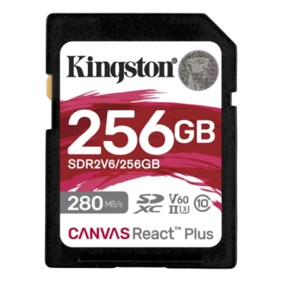 Kingston Canvas React Plus V60 256GB SDXC UHS-II Memory Card – SDR2V6/256GB